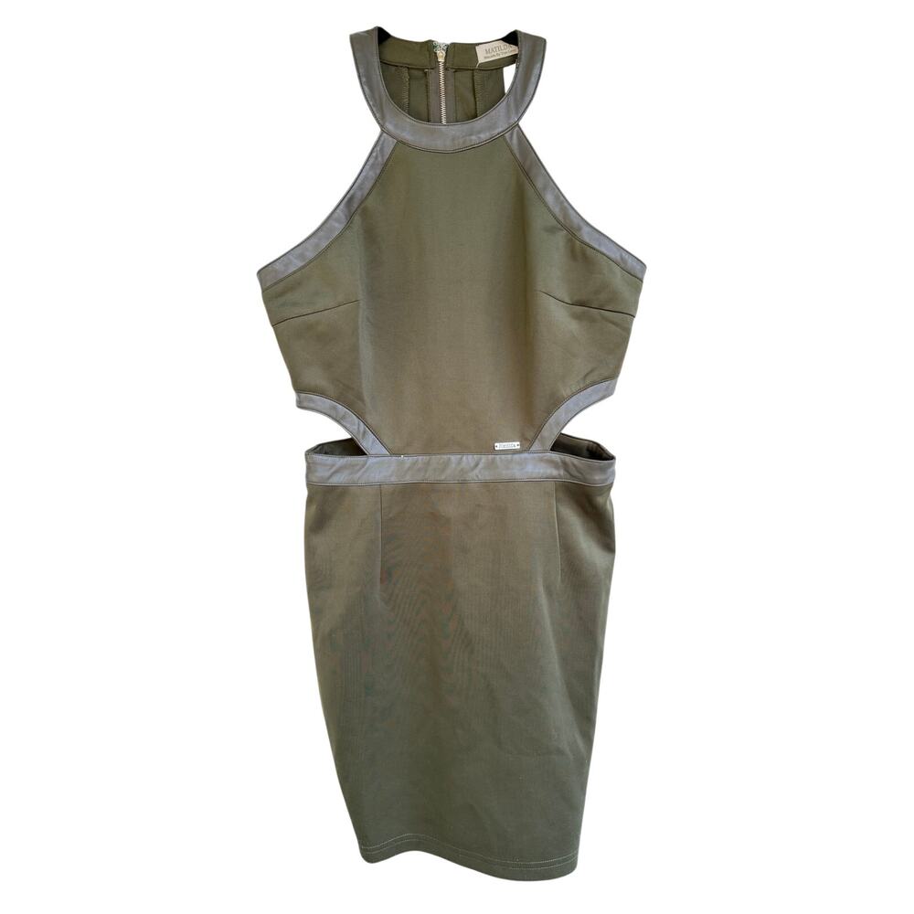 Matilda By True Love Olive Green Halter Cut Out Dress Large